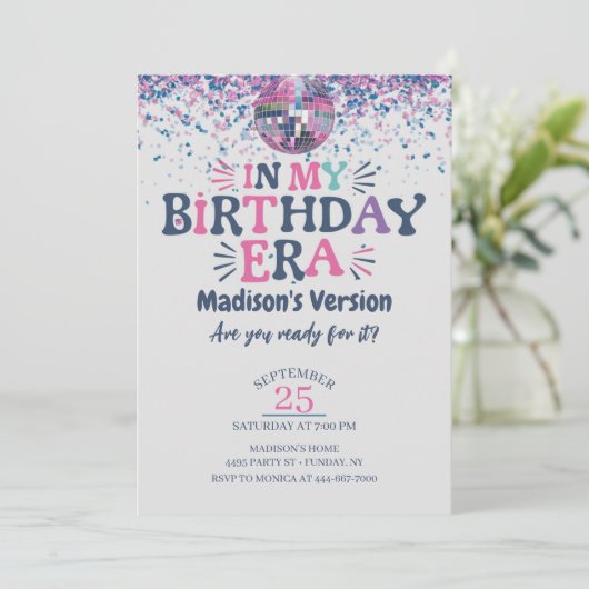 In mijn verjaardag tijdperk verjaardagsuitnodiging kaart (Staand voorkant)