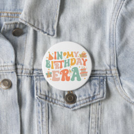 In mijn verjaardagstijd | Pastel Groovy Lettering Ronde Button 7,6 Cm