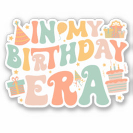 In mijn verjaardagstijd | Pastel Groovy Lettering Sticker