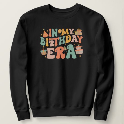 In mijn verjaardagstijd | Pastel Groovy Lettering Trui (Design voorkant)