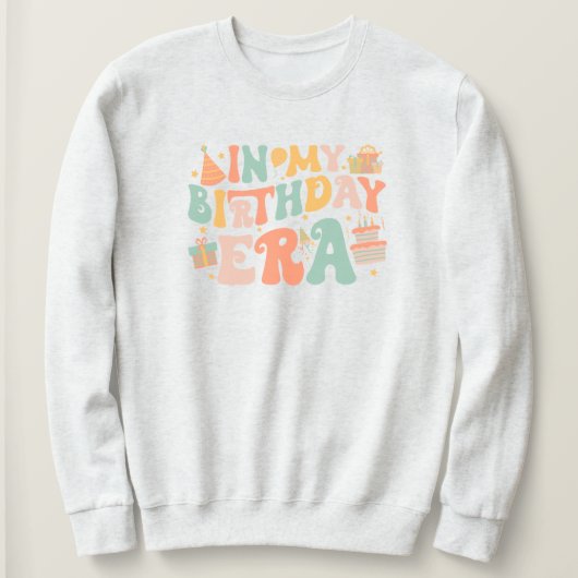 In mijn verjaardagstijd | Pastel Groovy Lettering Trui (Design voorkant)