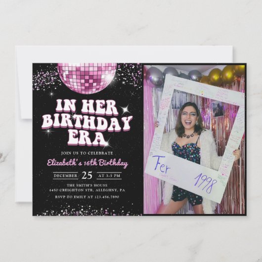 In mijn verjaardagstijd roze Paarse verjaardagsfot Kaart (Voorkant)