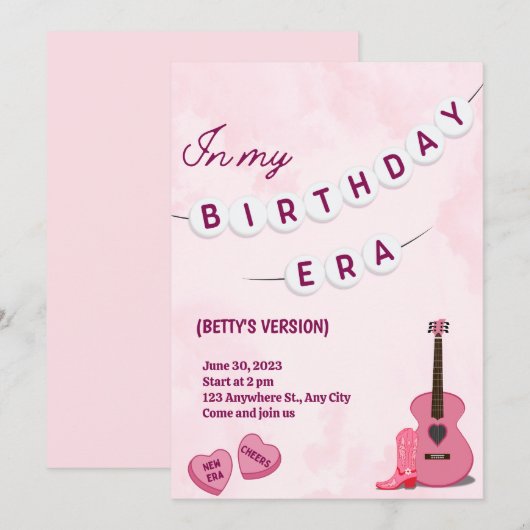 In mijn verjaardagstijd uitnodiging (Voorkant / Achterkant)
