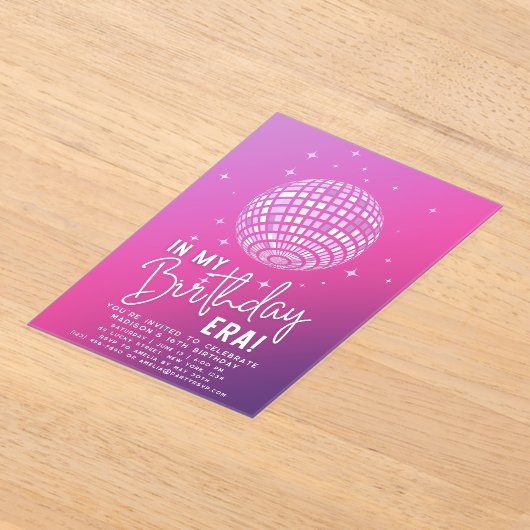 In mijn verjaardagstijdperk, Era Party, Eras Party Acryl Uitnodigingen (Laagn)