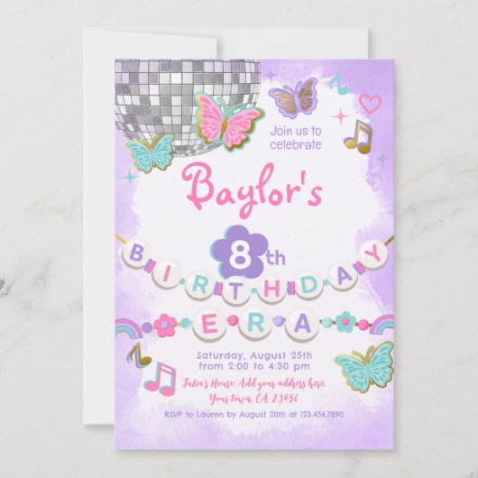 In mijn verjaardagstijdperk feestuitnodiging kaart (Voorkant)