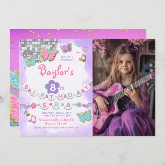 In Mijn Verjaardagstijdperk Feestuitnodiging met F Kaart (Voorkant / Achterkant)