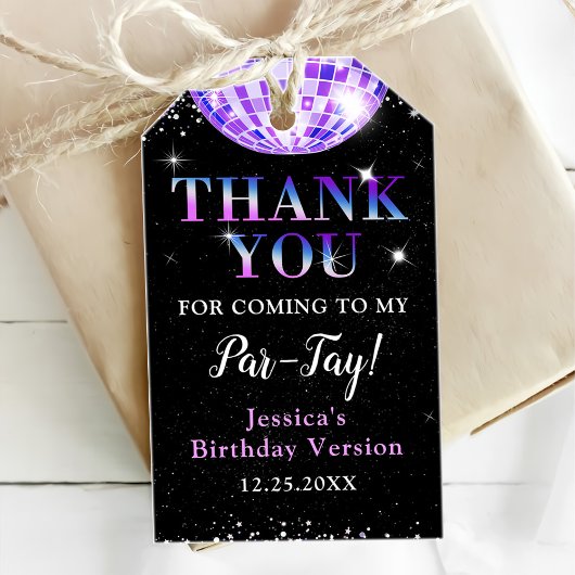 In mijn verjaardagstijdperk Paarse Disco Verjaarda Cadeaulabel