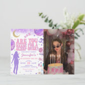In mijn verjaardagstijdperk Paarse Sleepover Verja Kaart (Staand voorkant)