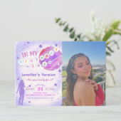 In mijn verjaardagstijdperk Paarse verjaardagsfoto Kaart (Staand voorkant)