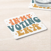 In mijn verkiezingstijd retro wavy kartonnen onderzetters (Schuin)