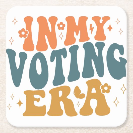 In mijn verkiezingstijd retro wavy kartonnen onderzetters (Voorkant)