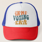In mijn verkiezingstijd retro wavy trucker pet (Voorkant)