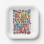 In mijn vierde klas Era 4e klas terug naar school Papieren Bordje (Voorkant)