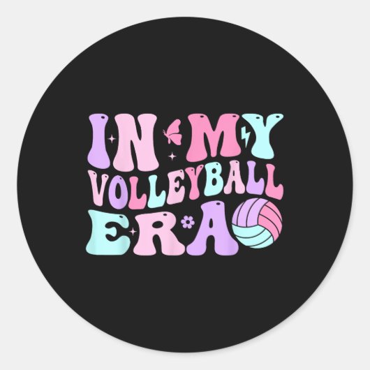 In mijn volleybal tijdperk volleybal liefhebber co ronde sticker (Voorkant)