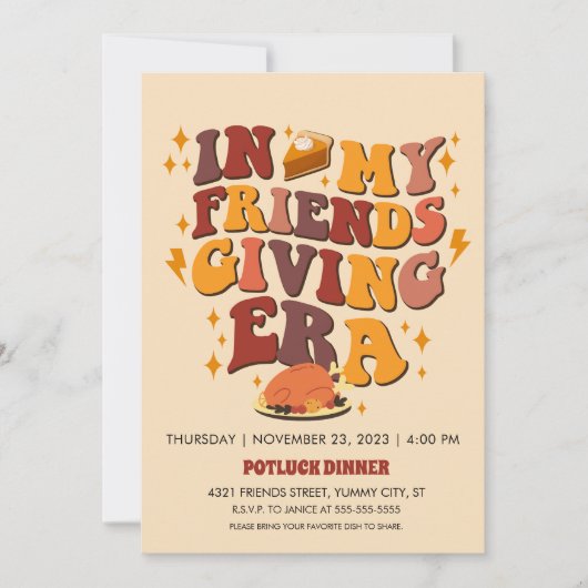 In Mijn Vriendendankfeest Tijdperk Retro Kaart (Voorkant)