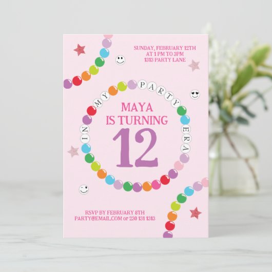 In mijn vriendschap armband tijdperk verjaardagsfe aankondiging (Staand voorkant)