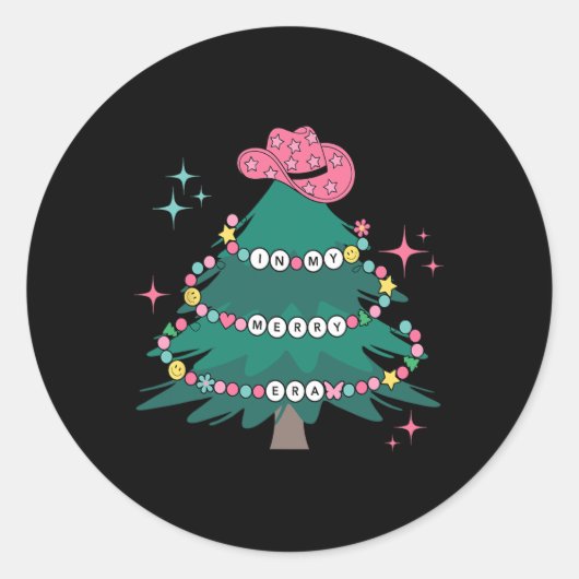 In Mijn Vrolijk Tijdperk Kerstboom Ornament Famili Ronde Sticker (Voorkant)