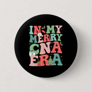In Mijn Vrolijke Cna Era Groovy Verpleegster Kerst Ronde Button 5,7 Cm