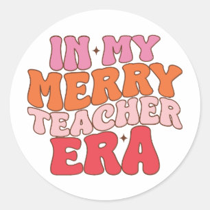 In mijn vrolijke lerarentijdperk - Groovy Teacher  Ronde Sticker