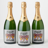 In mijn wereld vecht ik tegen draken sparkling wijnetiket (Flessen)