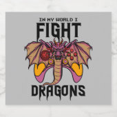 In mijn wereld vecht ik tegen draken sparkling wijnetiket (Enkel label)