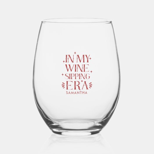 In mijn wijnnippentijdperk rode typografie wijnglas zonder voet (Voorkant)