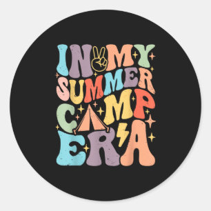 In mijn zomerkamp tijdperk Retro Groovy Summer Bre Ronde Sticker