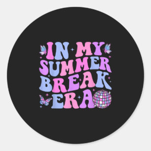 In mijn zomervakantie tijdperk Groovy leraar zomer Ronde Sticker