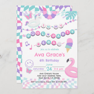 In mijn zwembad Party Era verjaardagsfeestje Kaart