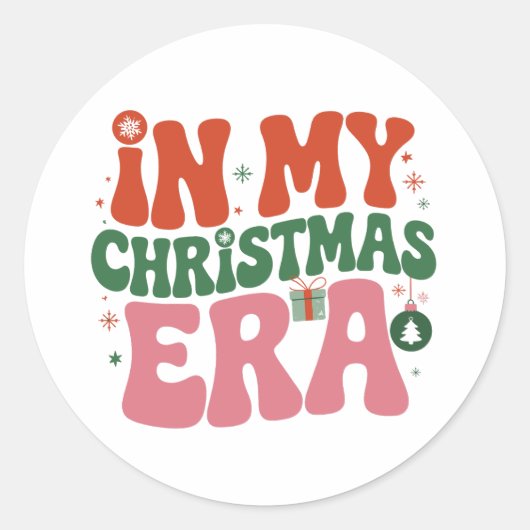 In Mijne Kerstmis Tijdperk Groovy Familie Kerst Va Ronde Sticker (Voorkant)