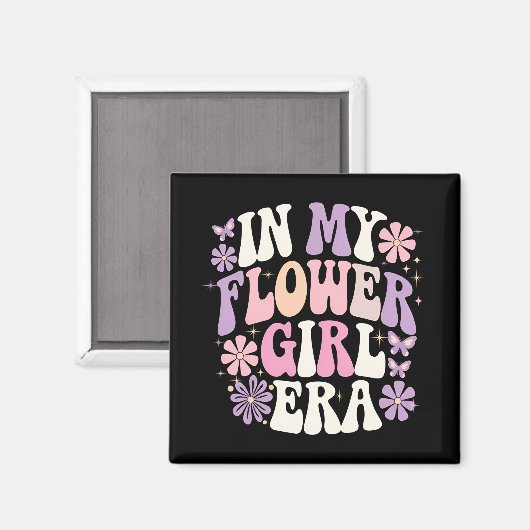 In Mijntijd Als Bloemenmeisje Retro Groovy Bloem Magneet (Voorkant / Achterkant)