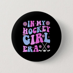 In M'n Hockey Girl Tijdperk Groovy Game Day Hockey Ronde Button 5,7 Cm