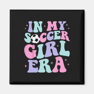 In M'n Voetbalmeisjes Tijdperk Retro Groovy Voetba Magneet