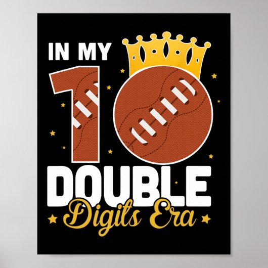 In My 10 Double Digits Era Football 10th Birthday Poster (Voorkant)