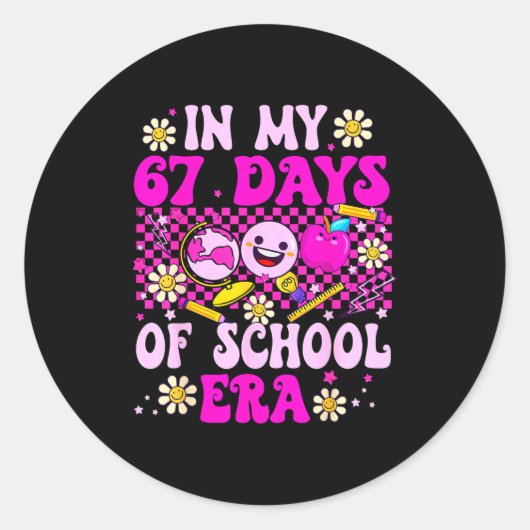 In My 67 Days Of School Era Coquette Bow Six Seven Ronde Sticker (Voorkant)