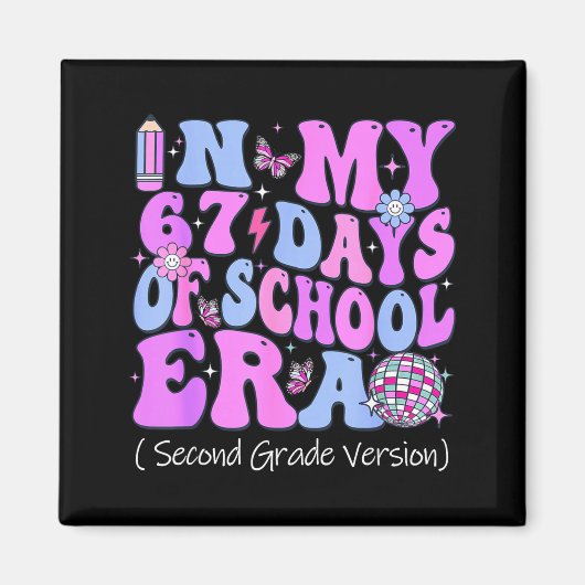 In My 67 Days Of School Era Groovy Second Grade Ve Magneet (Voorkant)