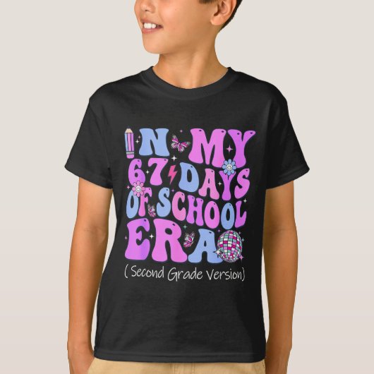 In My 67 Days Of School Era Groovy Second Grade Ve T-shirt (Voorkant)