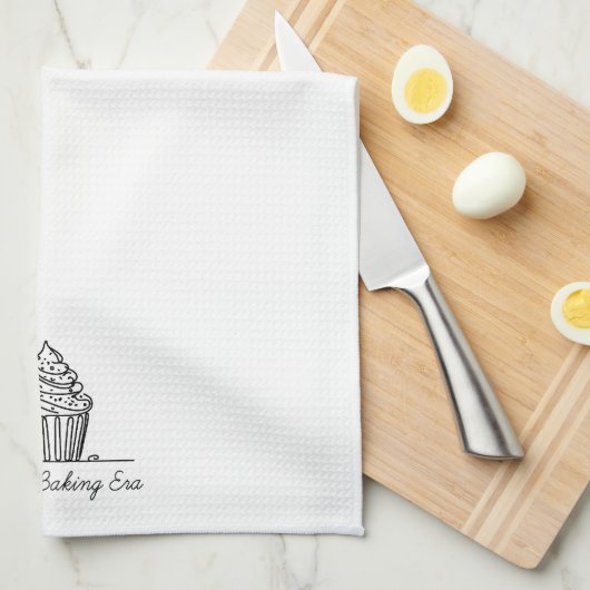 "In My Baking Era" Cupcake Hand getekende schets Theedoek (Quarter Fold)