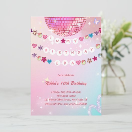 In My Birthday Era Uitnodiging - Tiener Verjaardag (Staand voorkant)