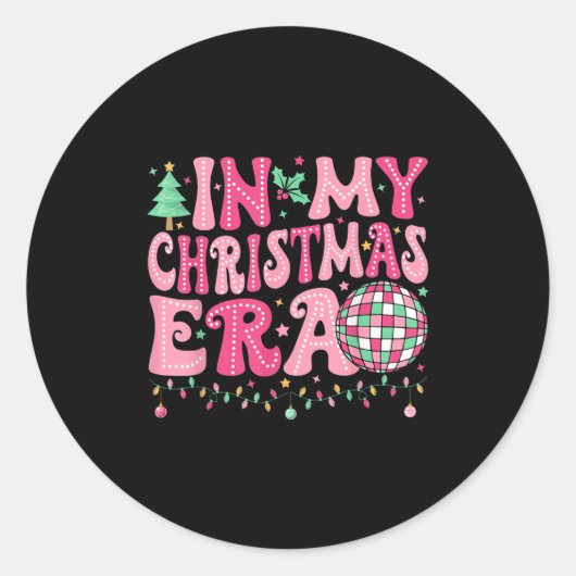 In My Christmas Era Cute Xmas Pajamas Merry Christ Ronde Sticker (Voorkant)