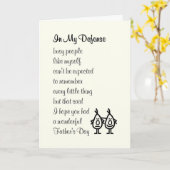 In My Defense - een vrolijk gedicht van Happy Vade Kaart (Gele Bloem)