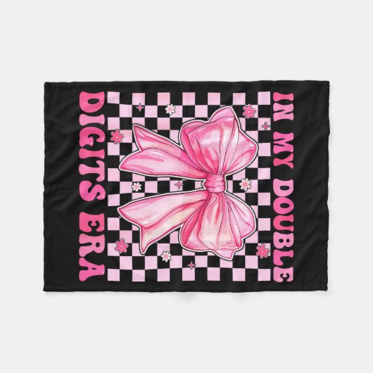 In My Double Digits Era Coquette Bow 10th Birthday Fleece Deken (Voorkant (Horizontaal))