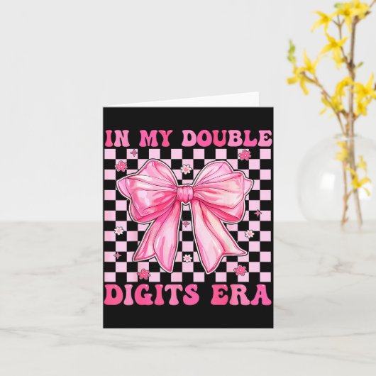 In My Double Digits Era Coquette Bow 10th Birthday Kaart (Gele Bloem)