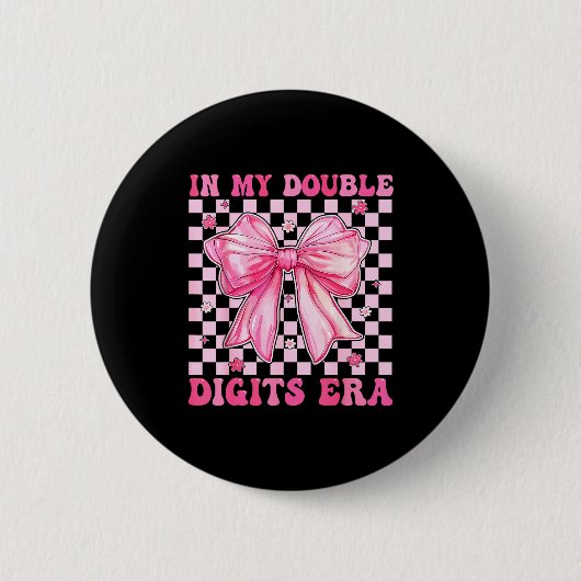 In My Double Digits Era Coquette Bow 10th Birthday Ronde Button 5,7 Cm (Voorkant)