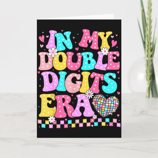 In My Double Digits Era Retro 10 Year Old 10th Bir Kaart (Voorkant)