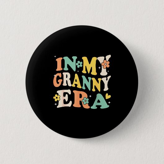In My Granny Era Funny Sarcastic Groovy Retro Moth Ronde Button 5,7 Cm (Voorkant)