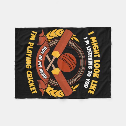 In My Head I'm Playing Cricket  Fleece Deken (Voorkant (Horizontaal))