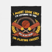 In My Head I'm Playing Cricket Fleece Deken (Voorkant)