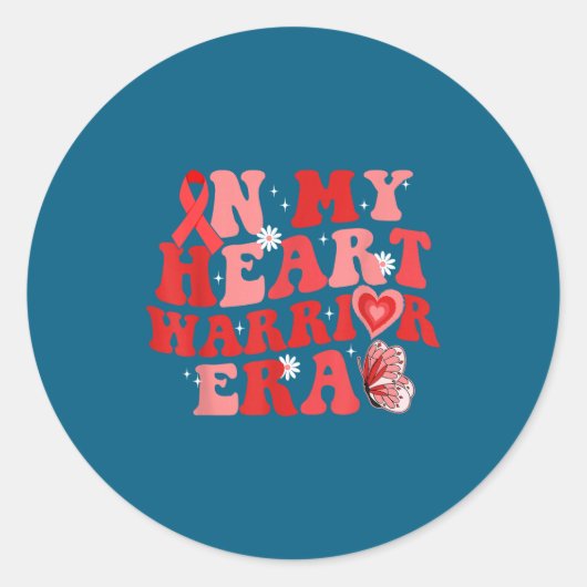 In My Heart Warrior Era Chd Heart Disease Awarenes Ronde Sticker (Voorkant)