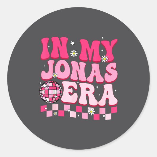 In My Jonas Era Funny Jonas Groovy 80's Men Women  Ronde Sticker (Voorkant)